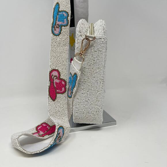 Howdy Cowgirl Boots Hat Sead Bead Crossbody White Pink Western Rodeo‎ - Picture 4 of 7